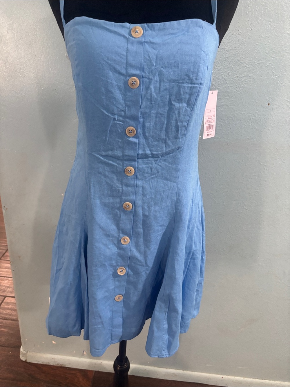 wild fable Light Blue Button-Front Mini Dress